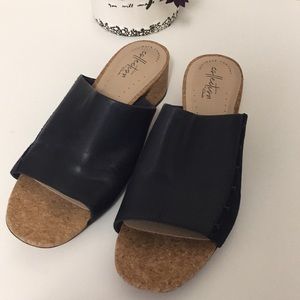 Clarks Cork Heeled Slip on Sandals Size 9